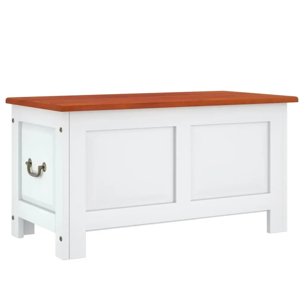 Storage Chest with Lid Brown and White Solid Wood Acacia 364919