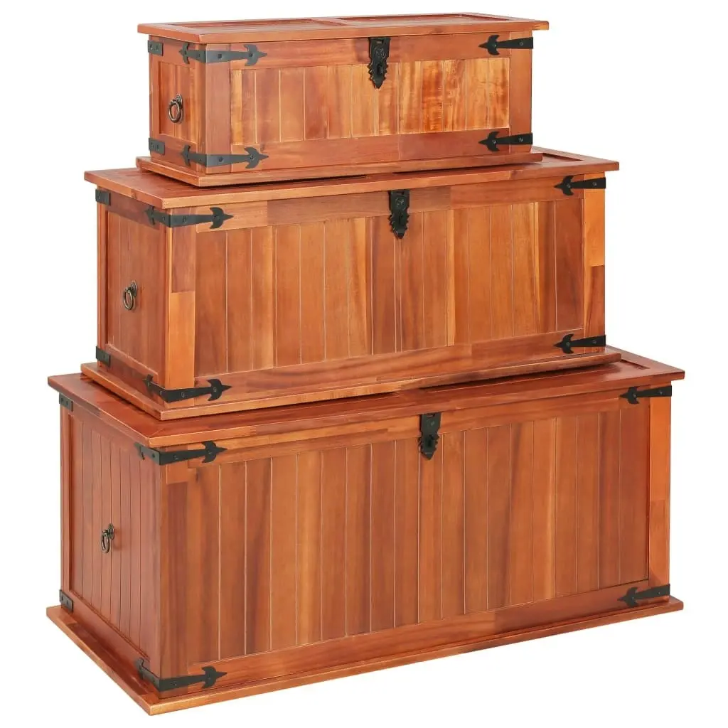 Storage Chests 3 pcs Solid Acacia Wood 247243