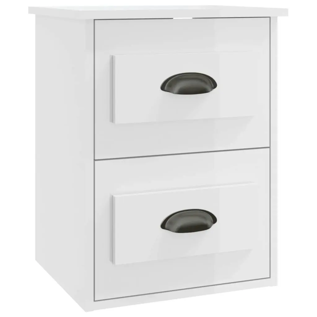 Wall-mounted Bedside Cabinet High Gloss White 41.5x36x53cm 816396