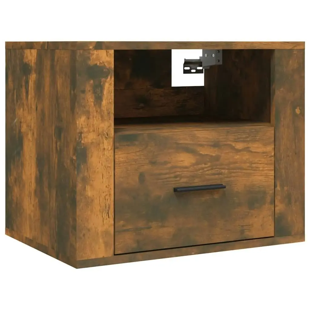 Wall-mounted Bedside Cabinet Smoked Oak 50x36x40 cm 816890