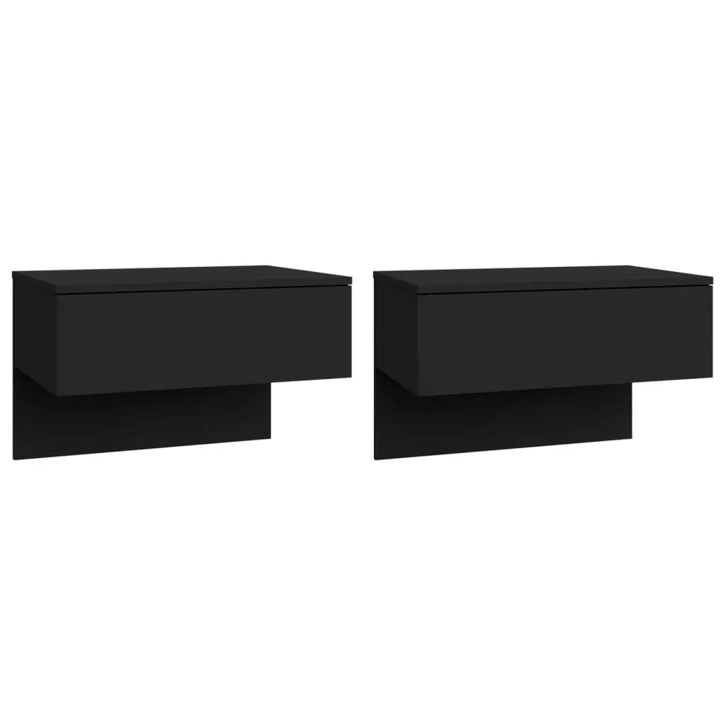 Wall-mounted Bedside Cabinets 2 pcs Black 810938