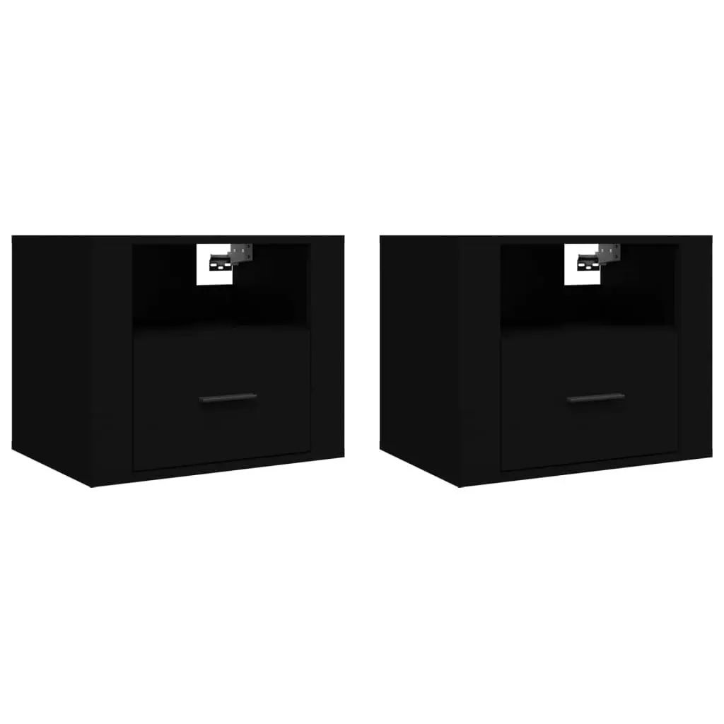 Wall-mounted Bedside Cabinets 2 pcs Black 50x36x40 cm 816883