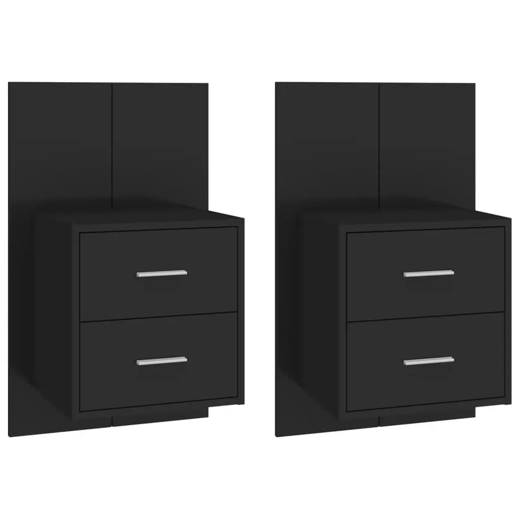 Wall-mounted Bedside Cabinets 2 pcs Black 810992