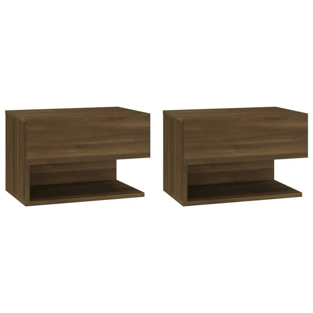 Wall-mounted Bedside Cabinets 2 pcs Brown Oak 816951