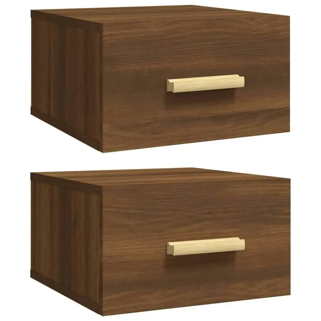 Wall-mounted Bedside Cabinets 2 pcs Brown Oak 35x35x20 cm 817578