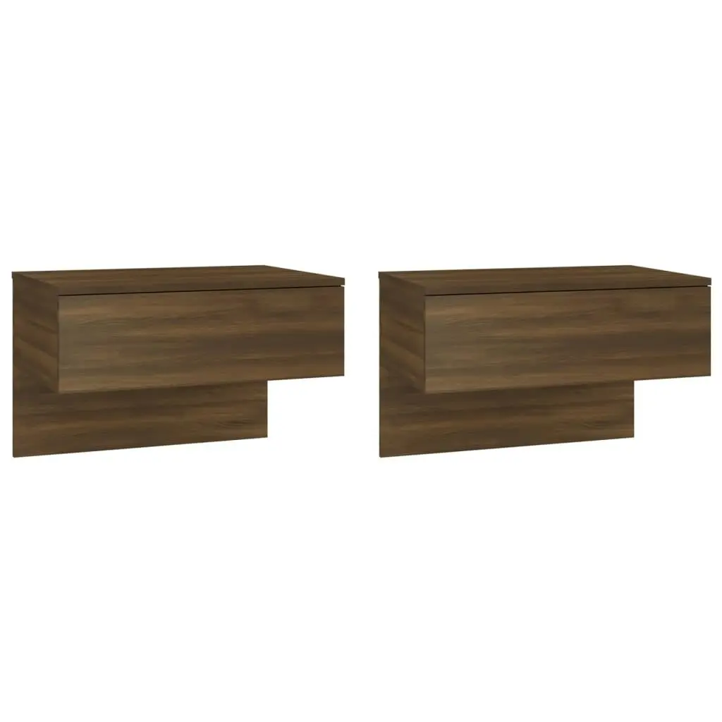 Wall-mounted Bedside Cabinets 2 pcs Brown Oak 816945