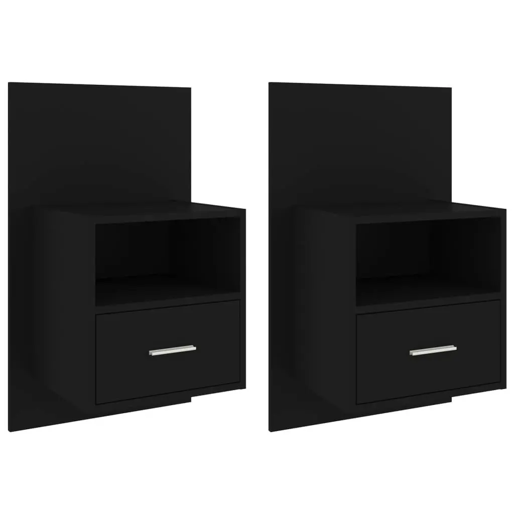 Wall-mounted Bedside Cabinets 2 pcs Black 811010