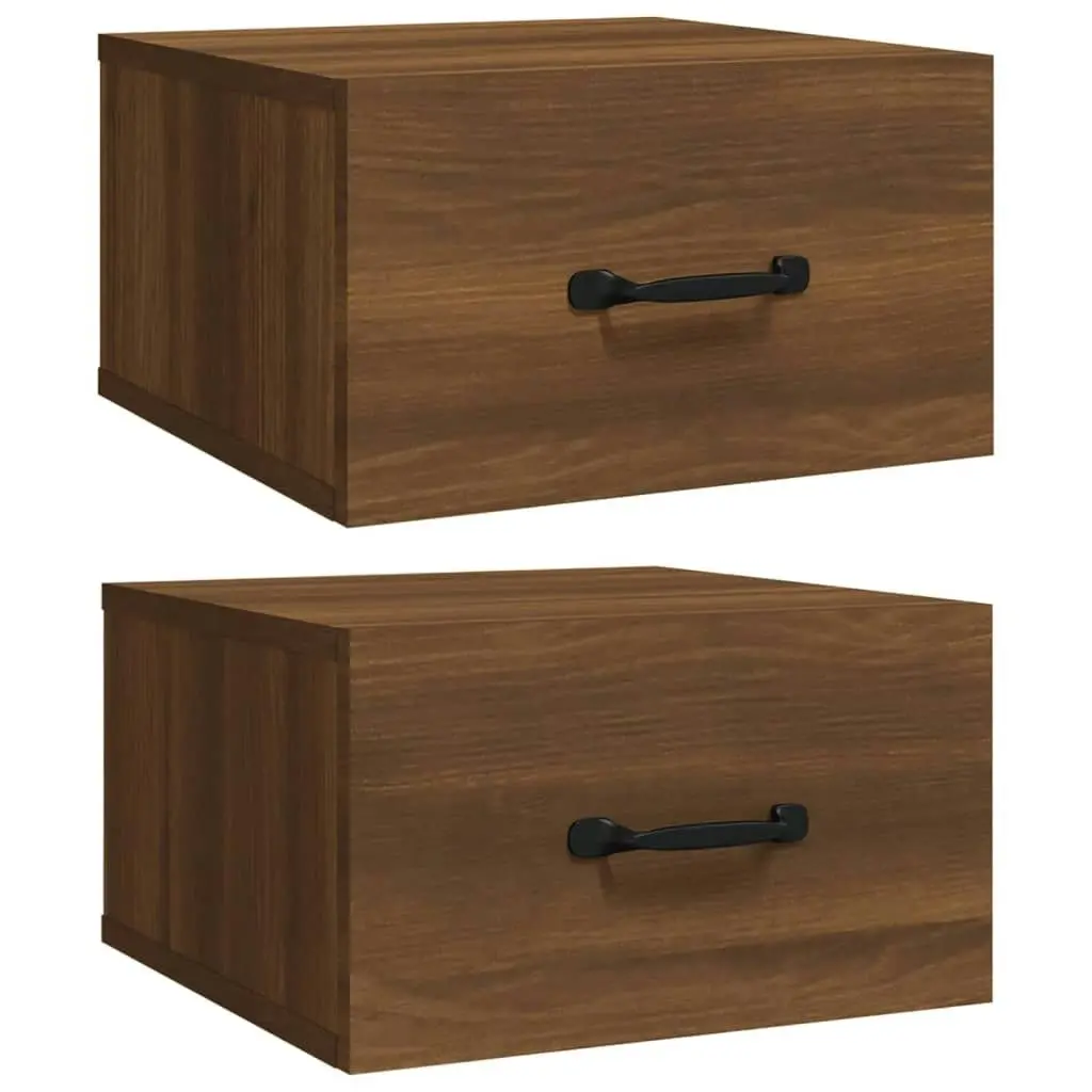 Wall-mounted Bedside Cabinets 2 pcs Brown Oak 35x35x20 cm 817584