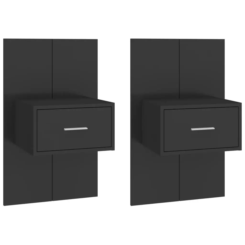 Wall-mounted Bedside Cabinets 2 pcs Black 810974