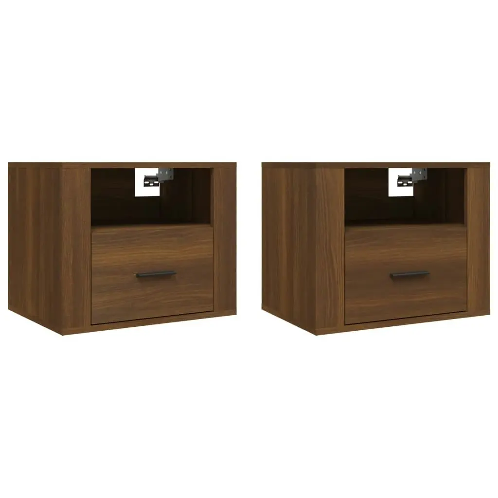 Wall-mounted Bedside Cabinets 2 pcs Brown Oak 50x36x40 cm 816895