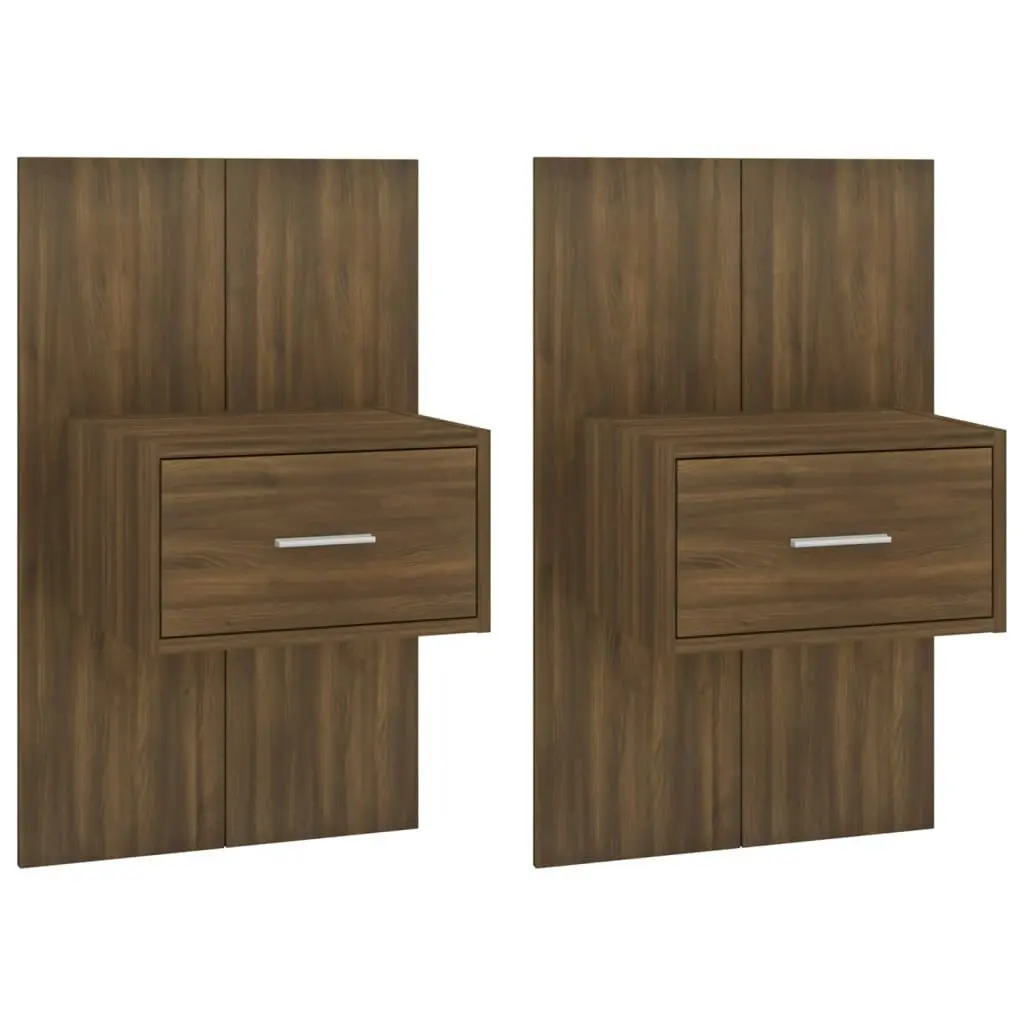 Wall-mounted Bedside Cabinets 2 pcs Brown Oak 816957