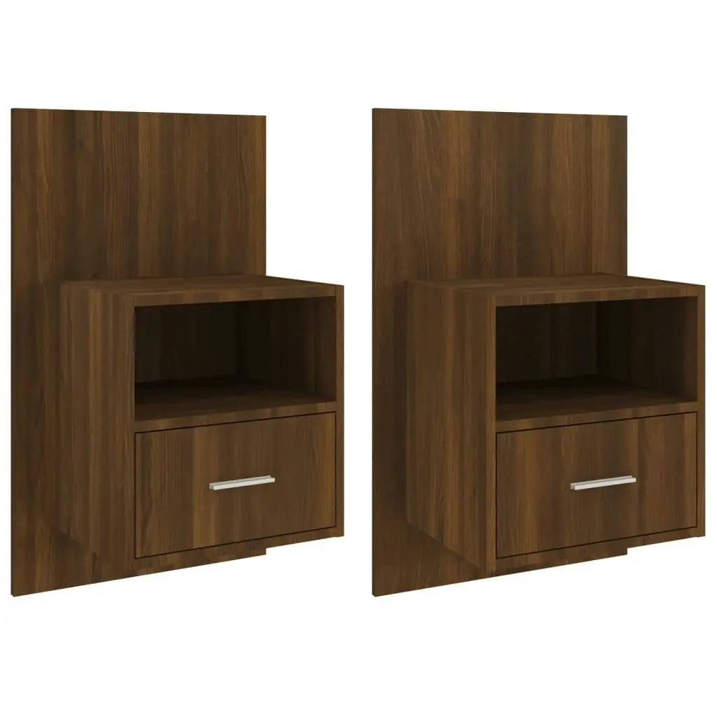 Wall-mounted Bedside Cabinets 2 pcs Brown Oak 816969