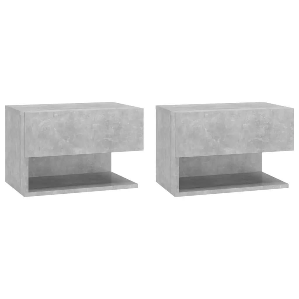 Wall-mounted Bedside Cabinets 2 pcs Concrete Grey 810962