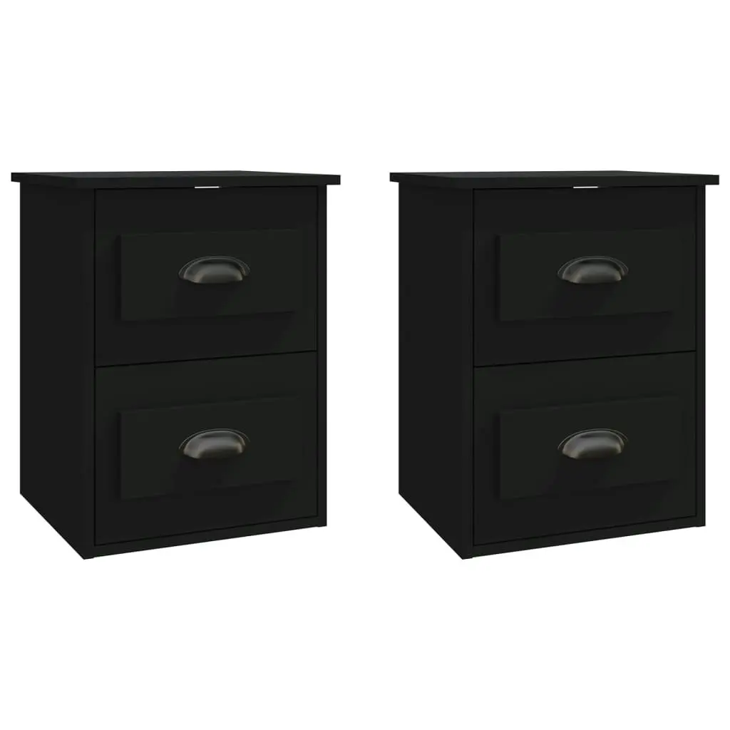 Wall-mounted Bedside Cabinets 2 pcs Black 41.5x36x53cm 816395