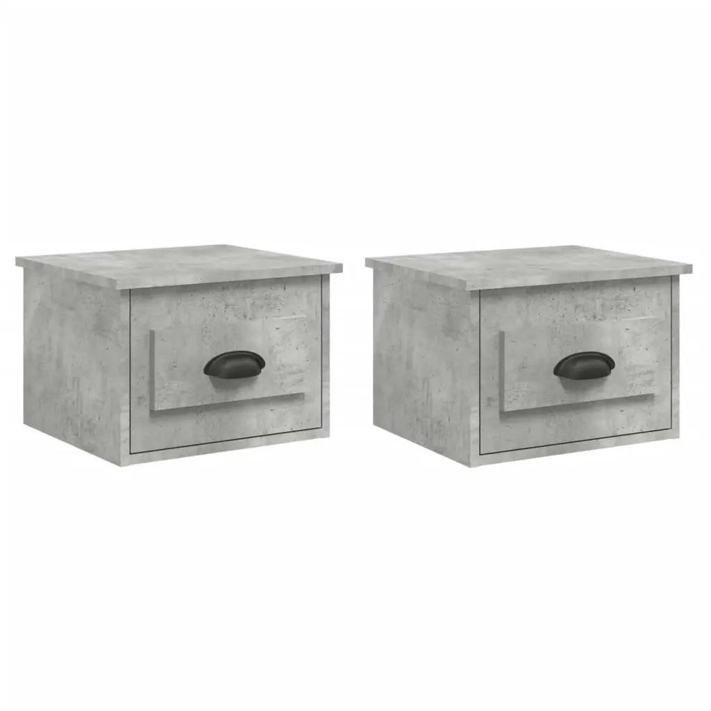 Wall-mounted Bedside Cabinets 2 pcs Concrete Grey 41.5x36x28cm 816385