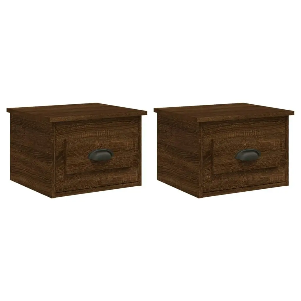 Wall-mounted Bedside Cabinets 2 pcs Brown Oak 41.5x36x28cm 816391