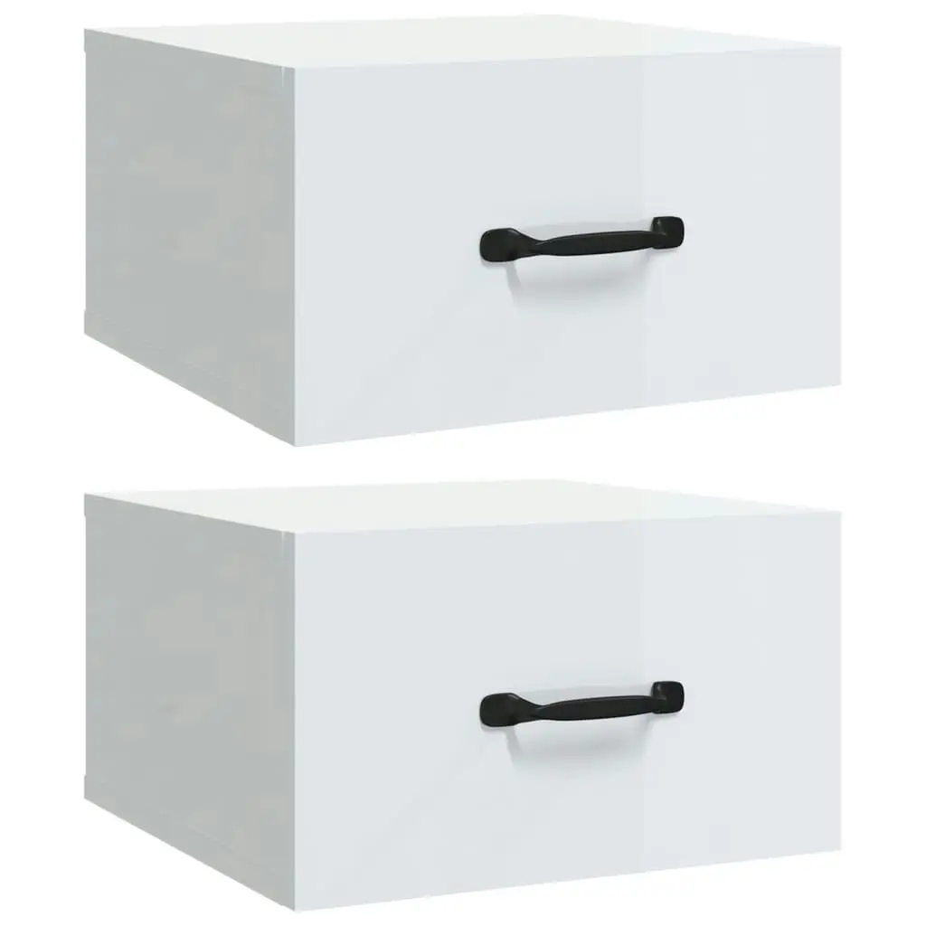 Wall-mounted Bedside Cabinets 2 pcs High Gloss White 35x35x20 cm 812865