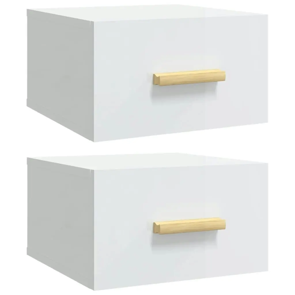 Wall-mounted Bedside Cabinets 2 pcs High Gloss White 35x35x20 cm 812847