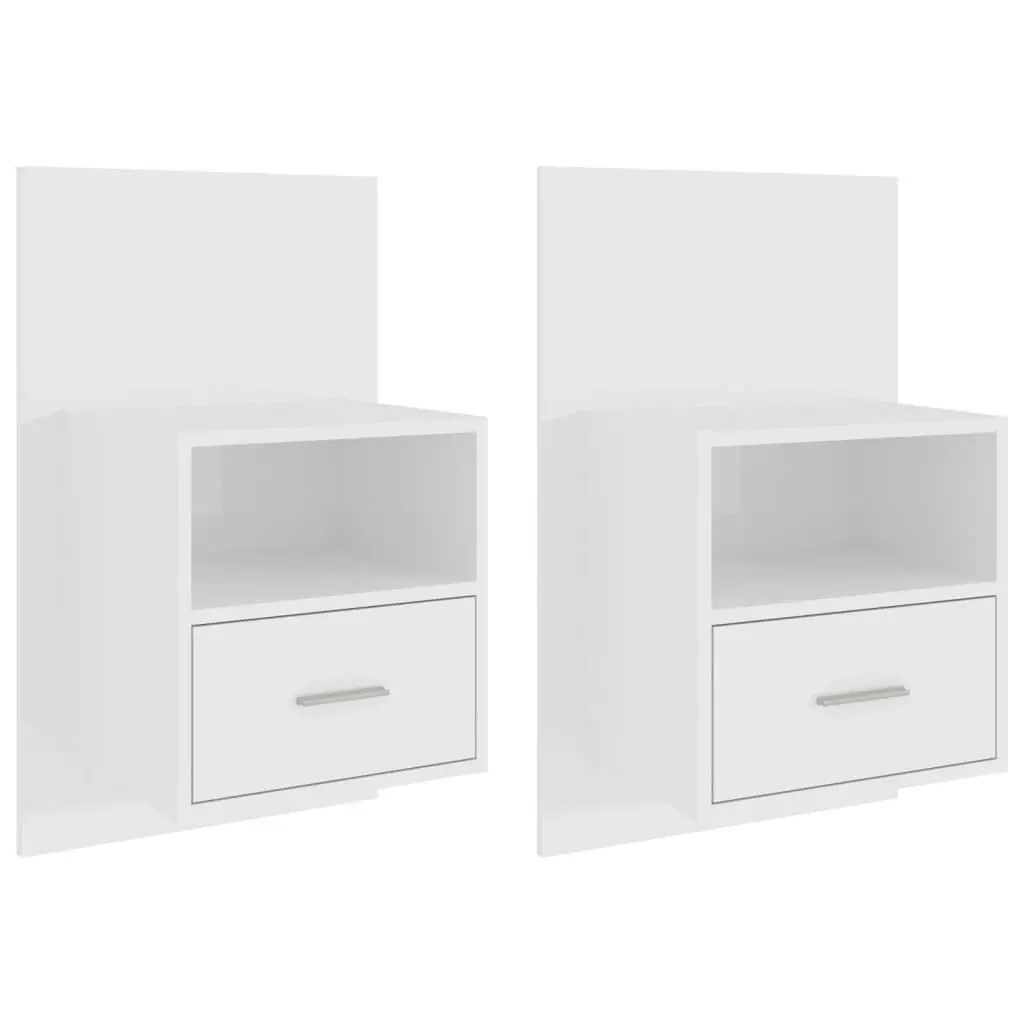 Wall-mounted Bedside Cabinets 2 pcs High Gloss White 811020