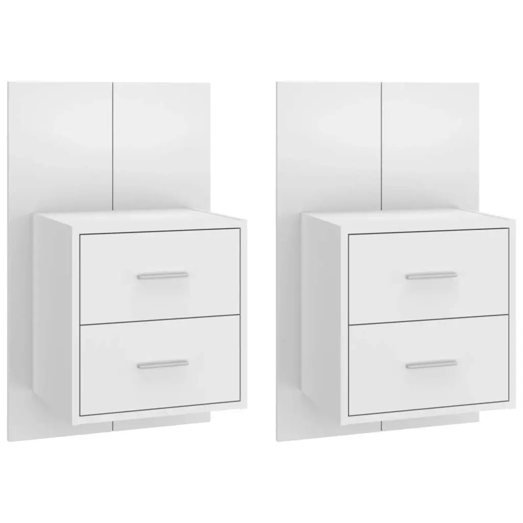 Wall-mounted Bedside Cabinets 2 pcs High Gloss White 811002