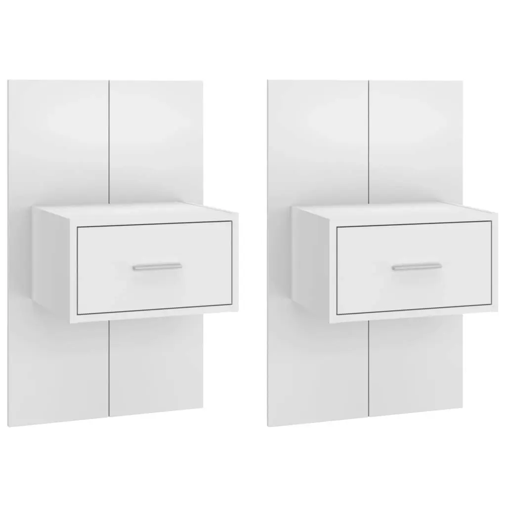 Wall-mounted Bedside Cabinets 2 pcs High Gloss White 810984