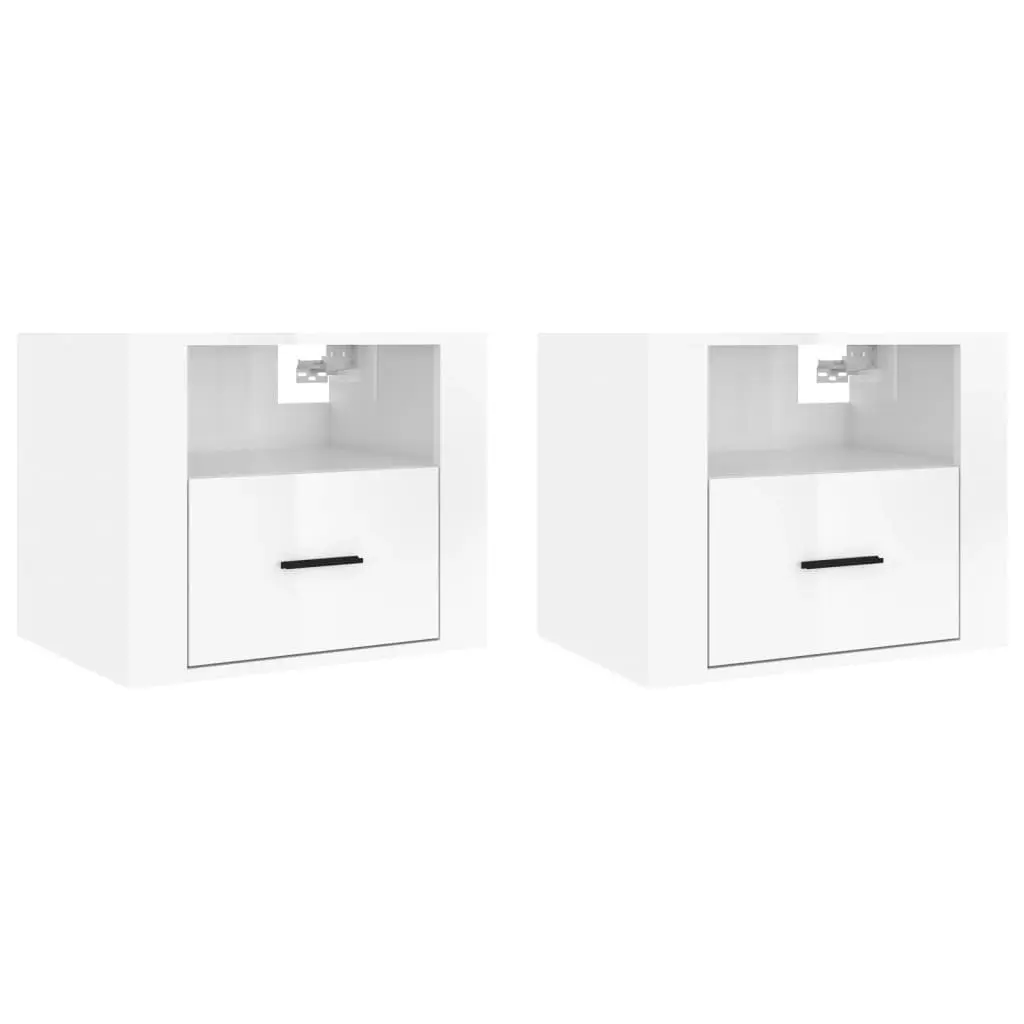 Wall-mounted Bedside Cabinets 2 pcs High Gloss White 50x36x40cm 816885