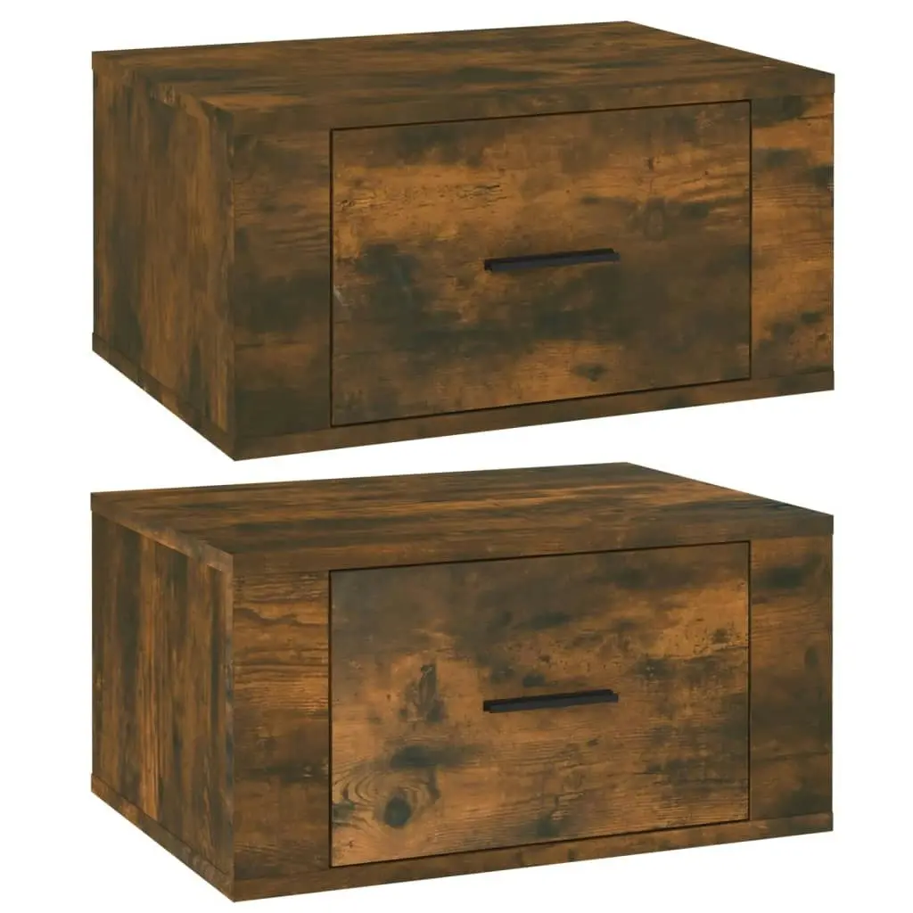 Wall-mounted Bedside Cabinets 2 pcs Smoked Oak 50x36x25 cm 816851