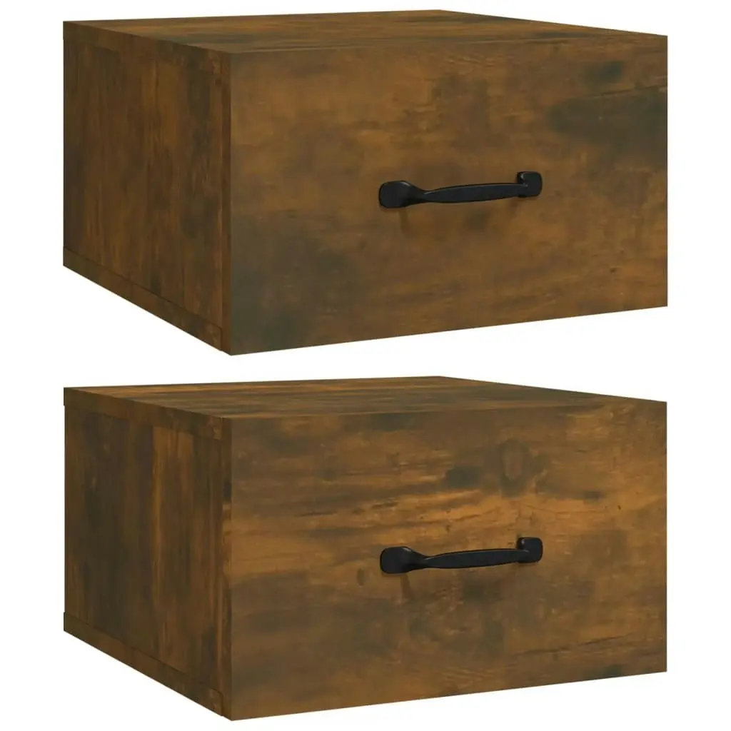 Wall-mounted Bedside Cabinets 2 pcs Smoked Oak 35x35x20 cm 817580