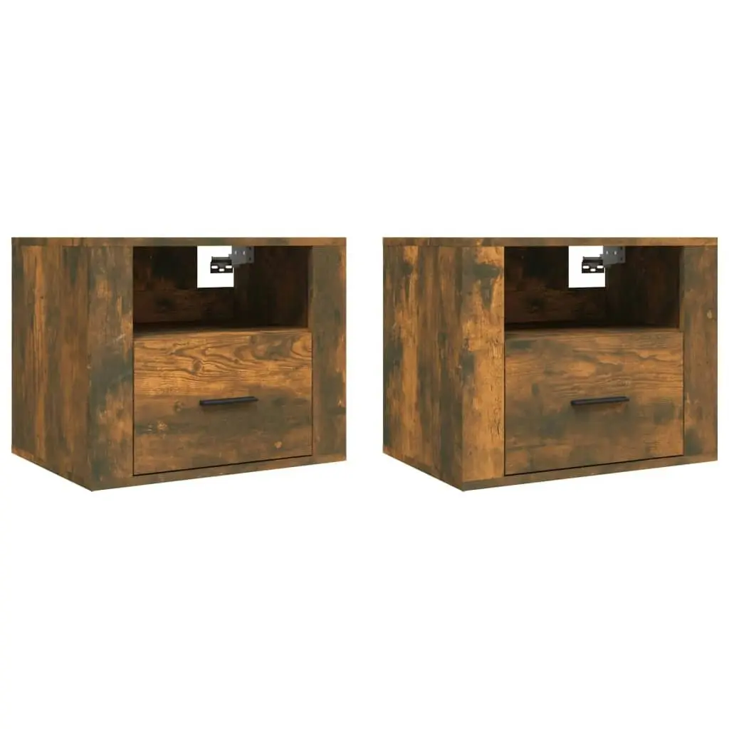 Wall-mounted Bedside Cabinets 2 pcs Smoked Oak 50x36x40 cm 816891