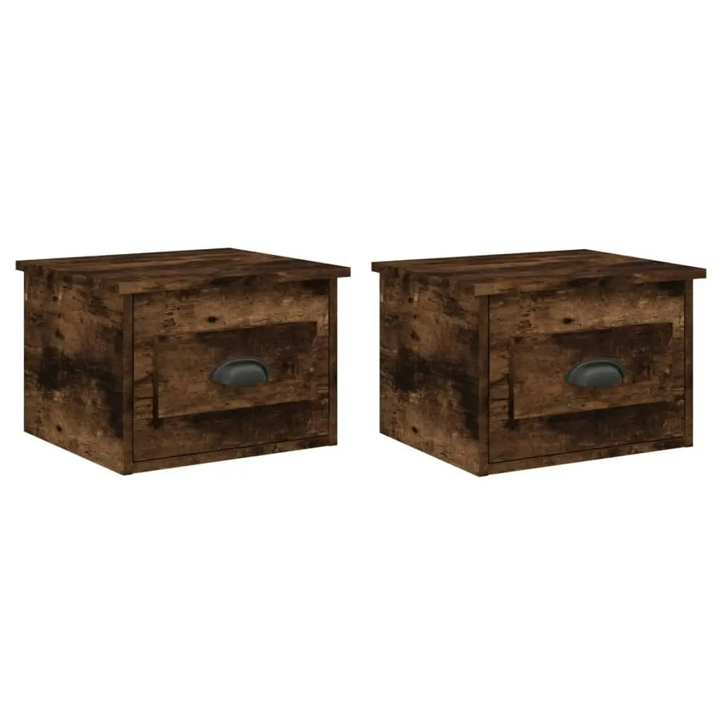 Wall-mounted Bedside Cabinets 2 pcs Smoked Oak 41.5x36x28cm 816387