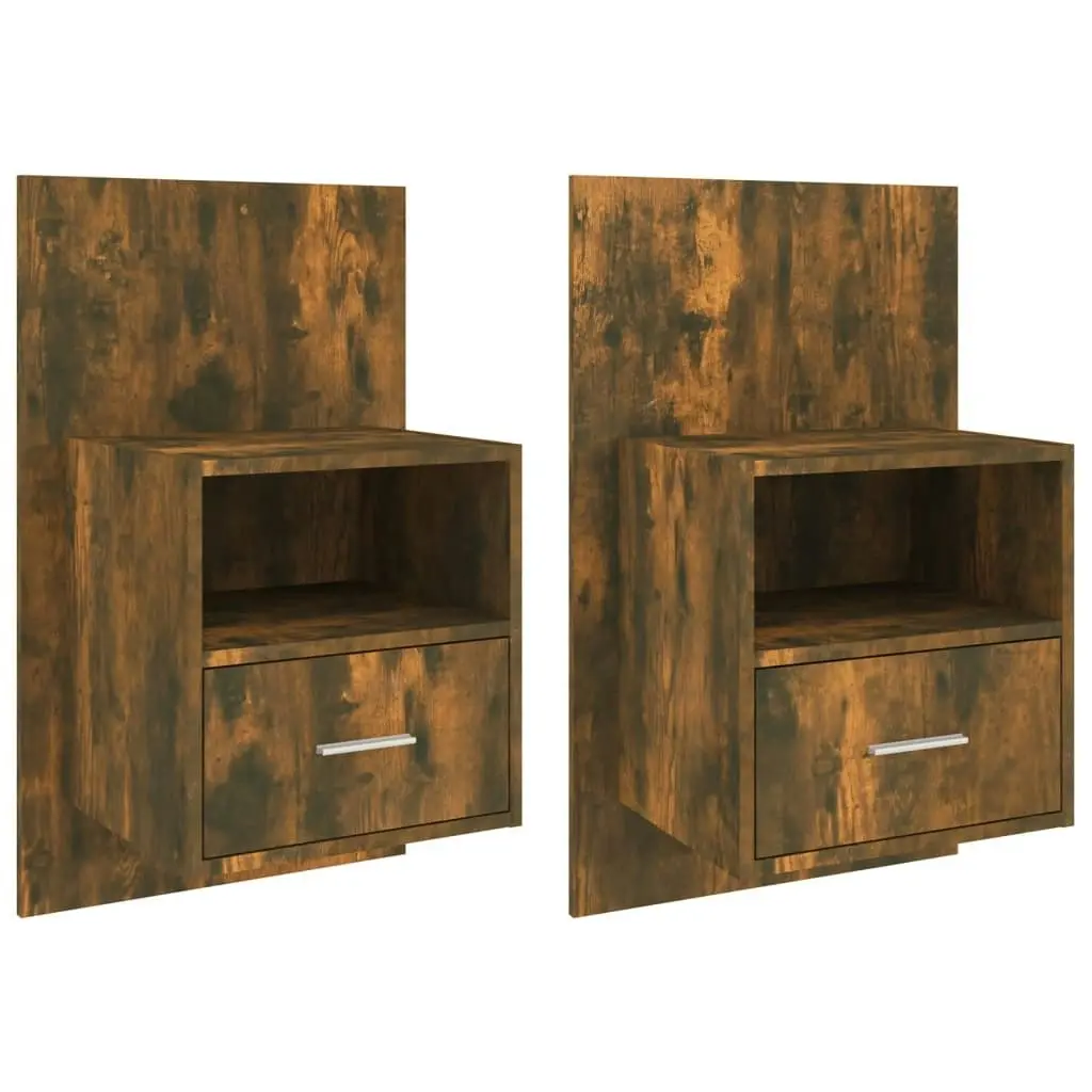 Wall-mounted Bedside Cabinets 2 pcs Smoked Oak 816965