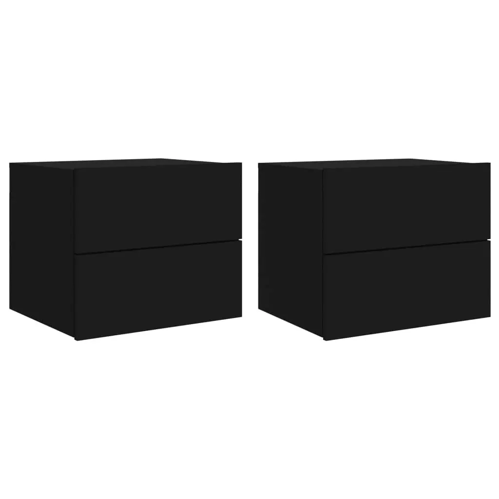 Wall-mounted Bedside Cabinets with LED Lights 2 pcs Black 836815