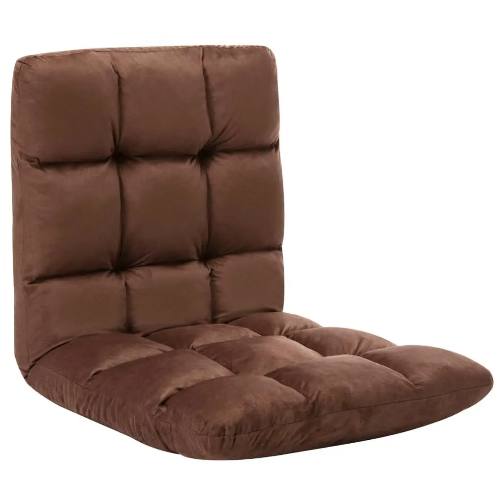 Folding Floor Chair Brown Microfibre 325252