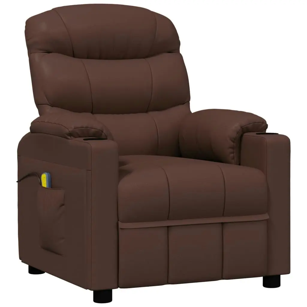 Massage Chair Brown Faux Leather 348065