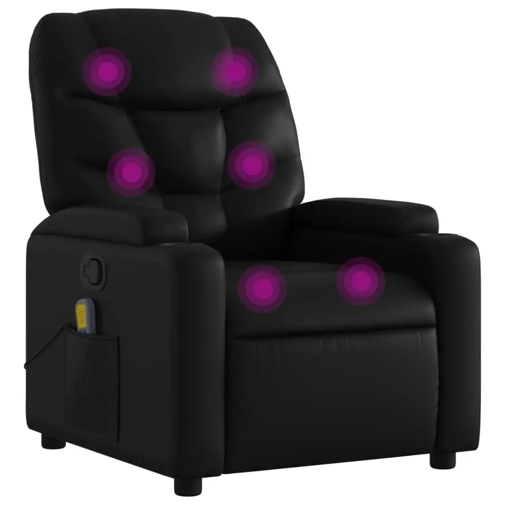 Massage Recliner Chair Black Faux Leather 3206052