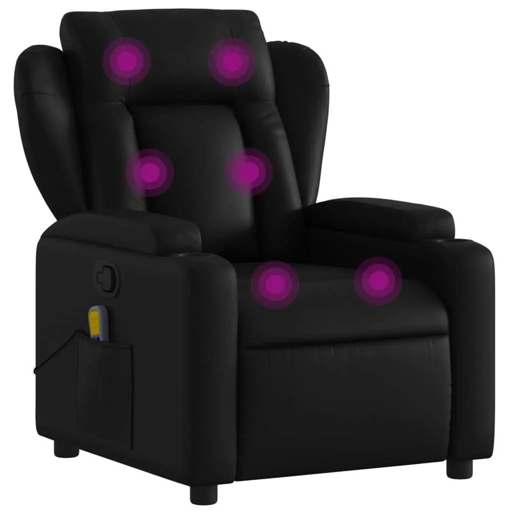 Massage Recliner Chair Black Faux Leather 3206020