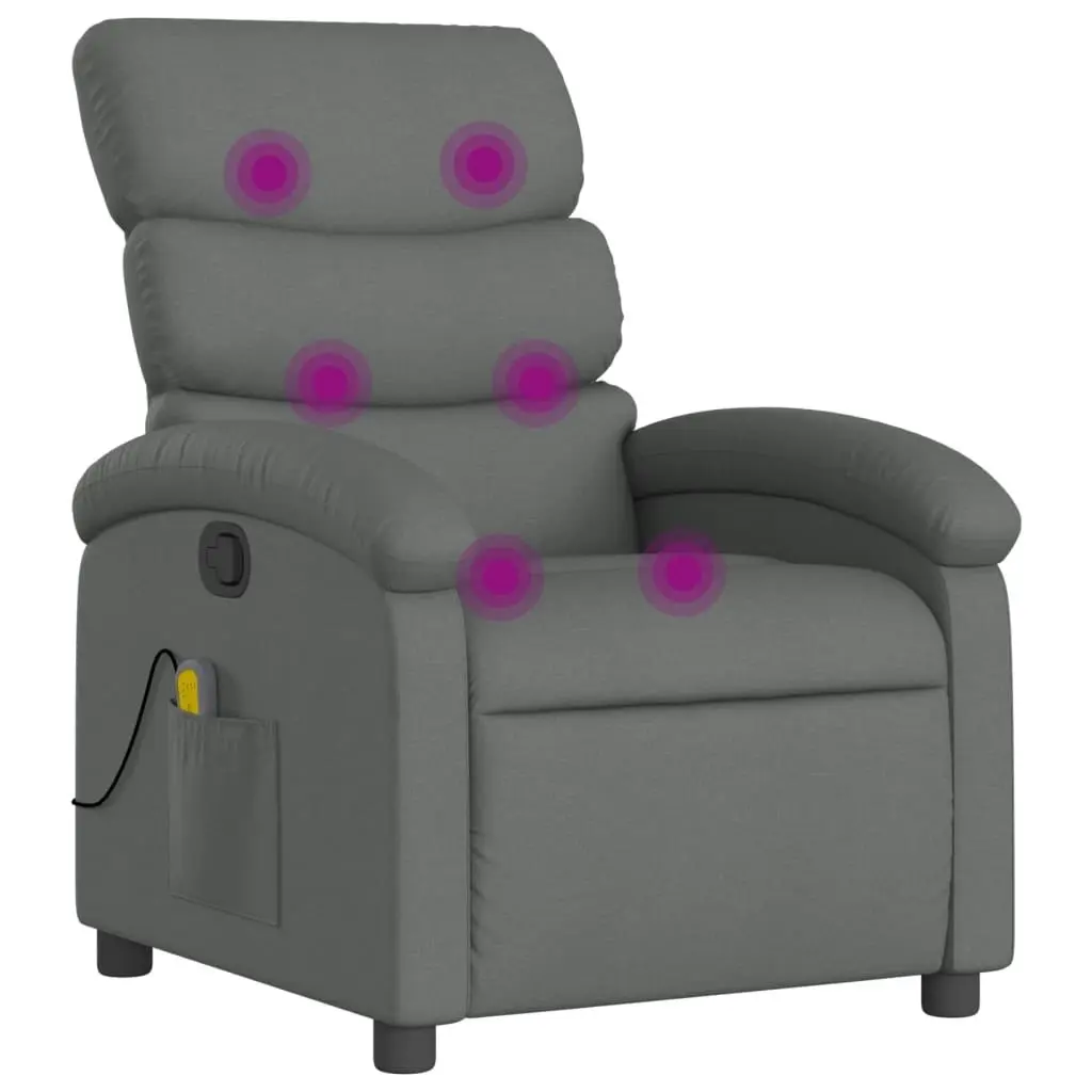 Massage Recliner Chair Dark Grey Fabric 3205810