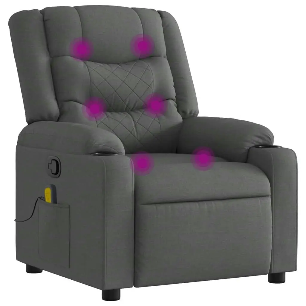 Massage Recliner Chair Dark Grey Fabric 3206892