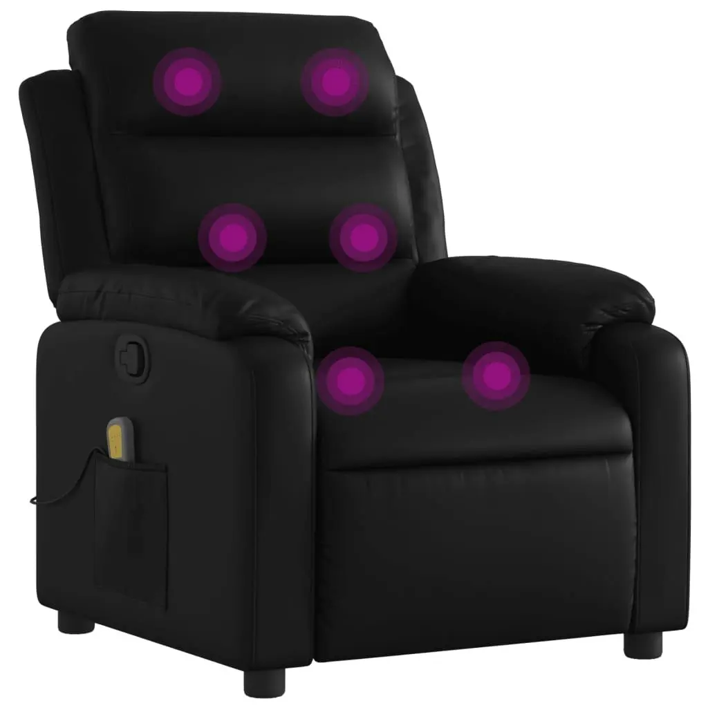 Massage Recliner Chair Black Faux Leather 3206160