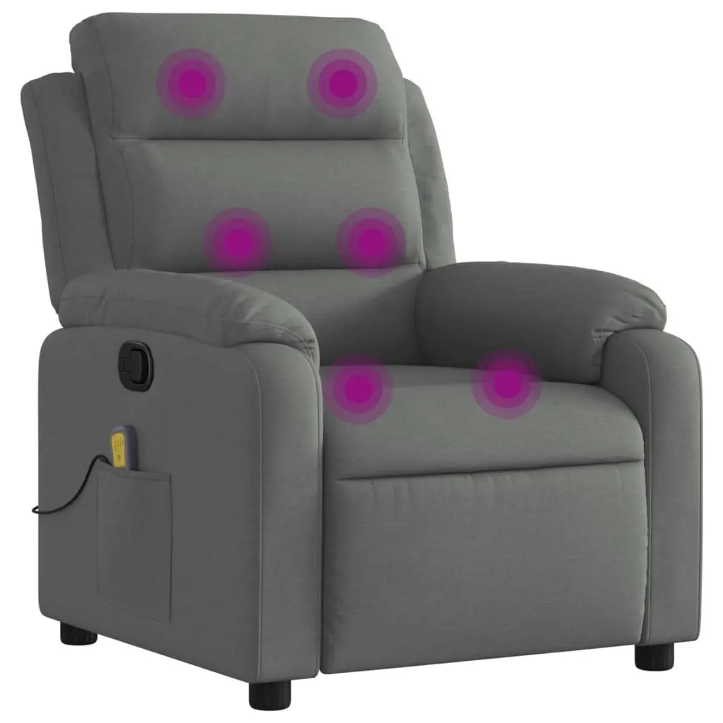 Massage Recliner Chair Dark Grey Fabric 3206141