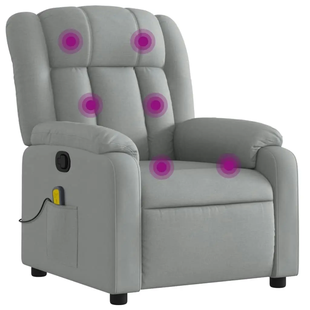 Massage Recliner Chair Light Grey Fabric 3206252