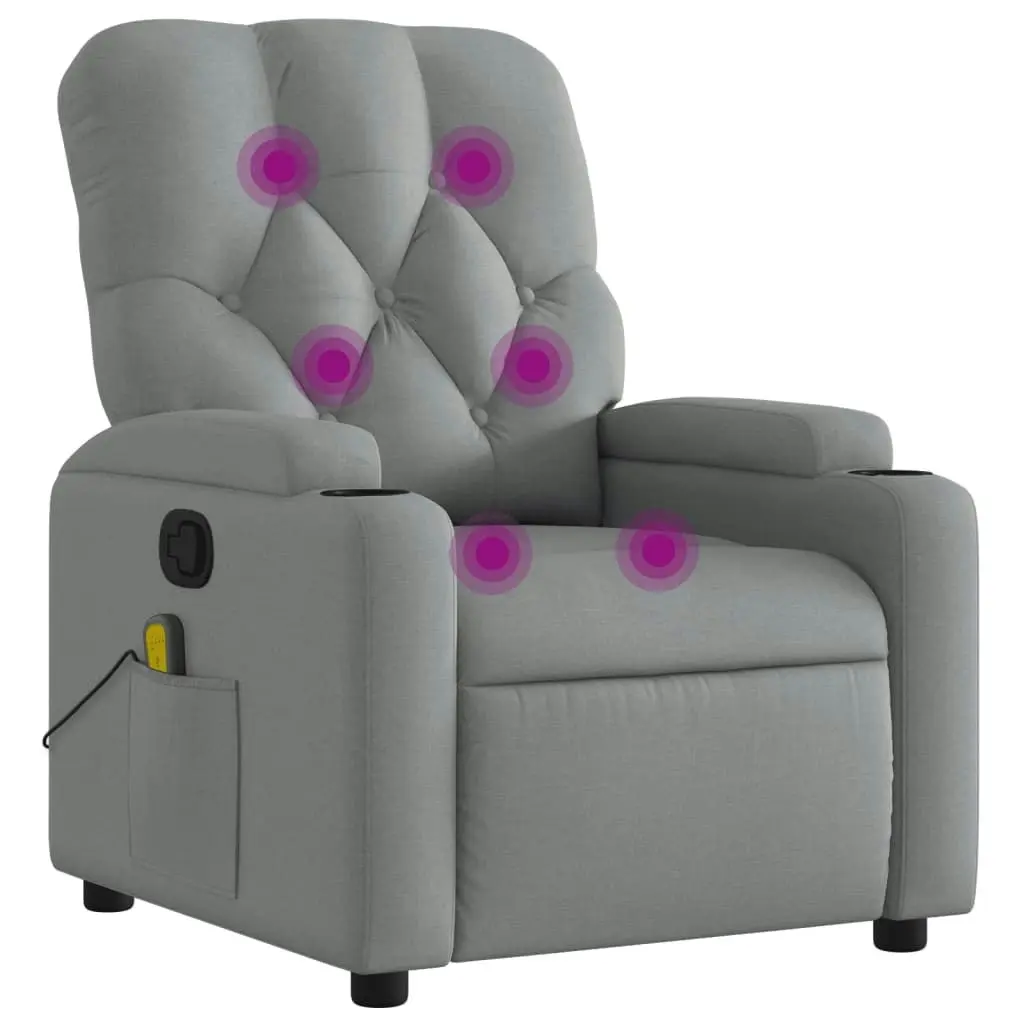 Massage Recliner Chair Light Grey Fabric 3206064