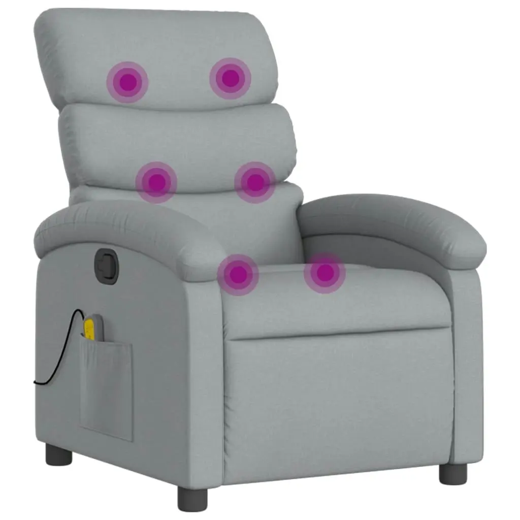 Massage Recliner Chair Light Grey Fabric 3205809