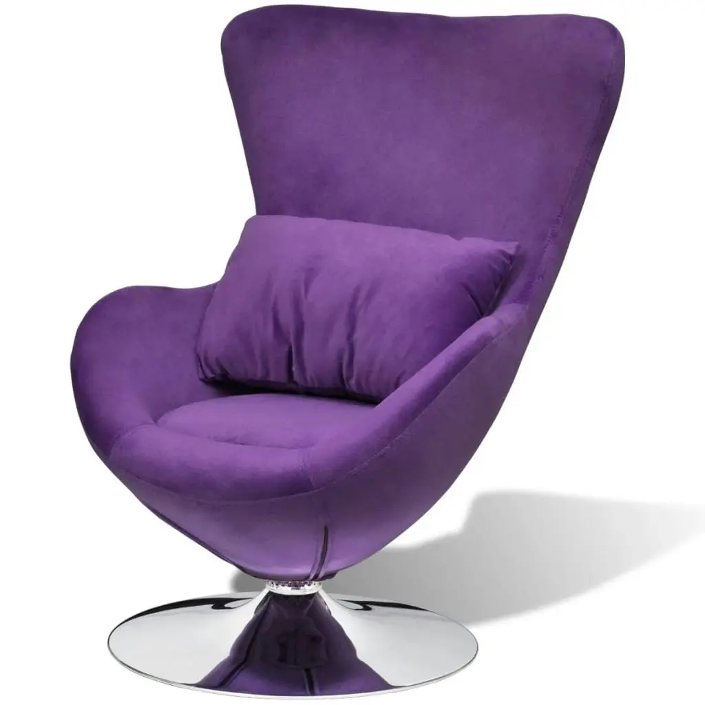 Swivel Egg Chair with Cushion Small Purple Velvet 241177