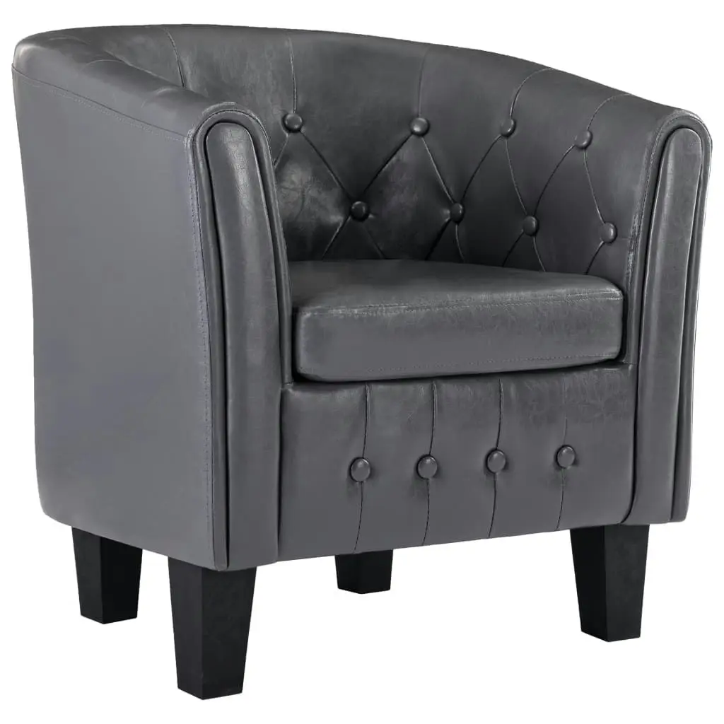 Tub Chair Grey Faux Leather 248040