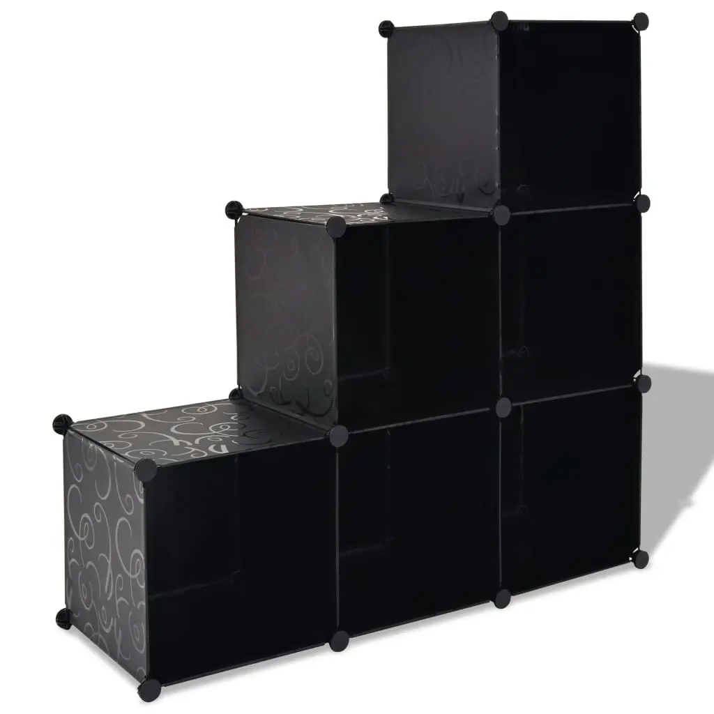 Storage Cube Organiser with 6 Compartments Black 244923