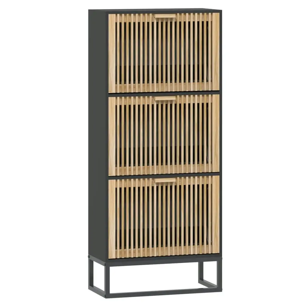 Shoe Cabinet Black 52x25x120 cm Engineered Wood 352128