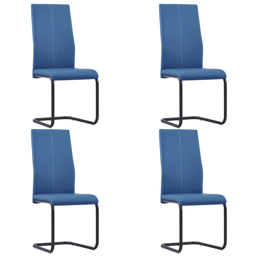 Cantilever Dining Chairs 4 pcs Blue Faux Leather 281768