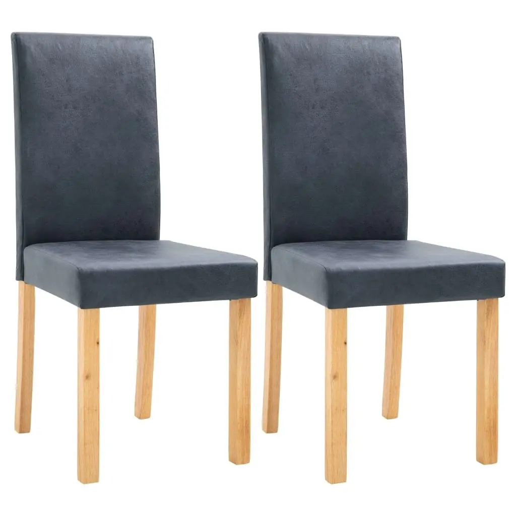 Dining Chairs 2 pcs Grey Faux Suede Leather 248954