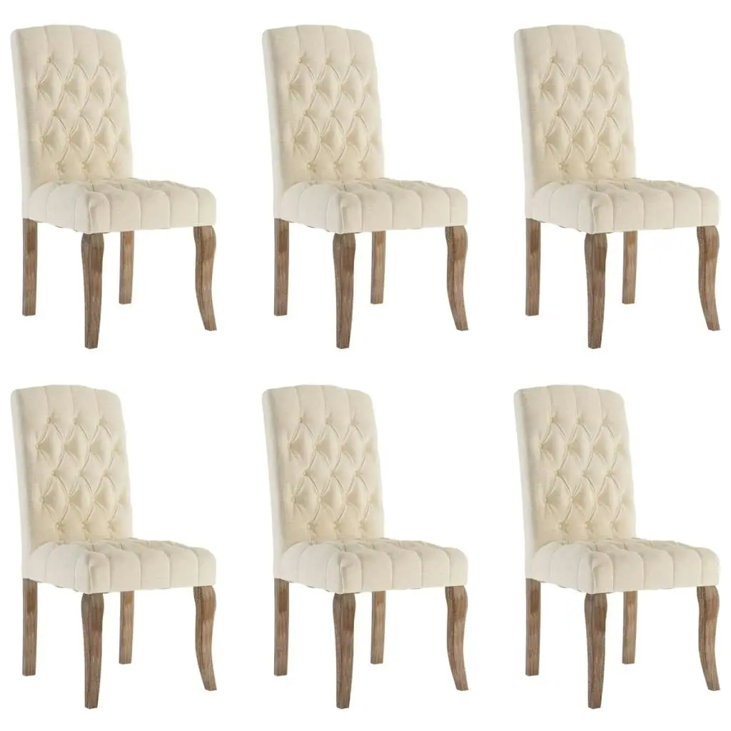 Dining Chairs 6 pcs Beige Linen-Look Fabric 3309176